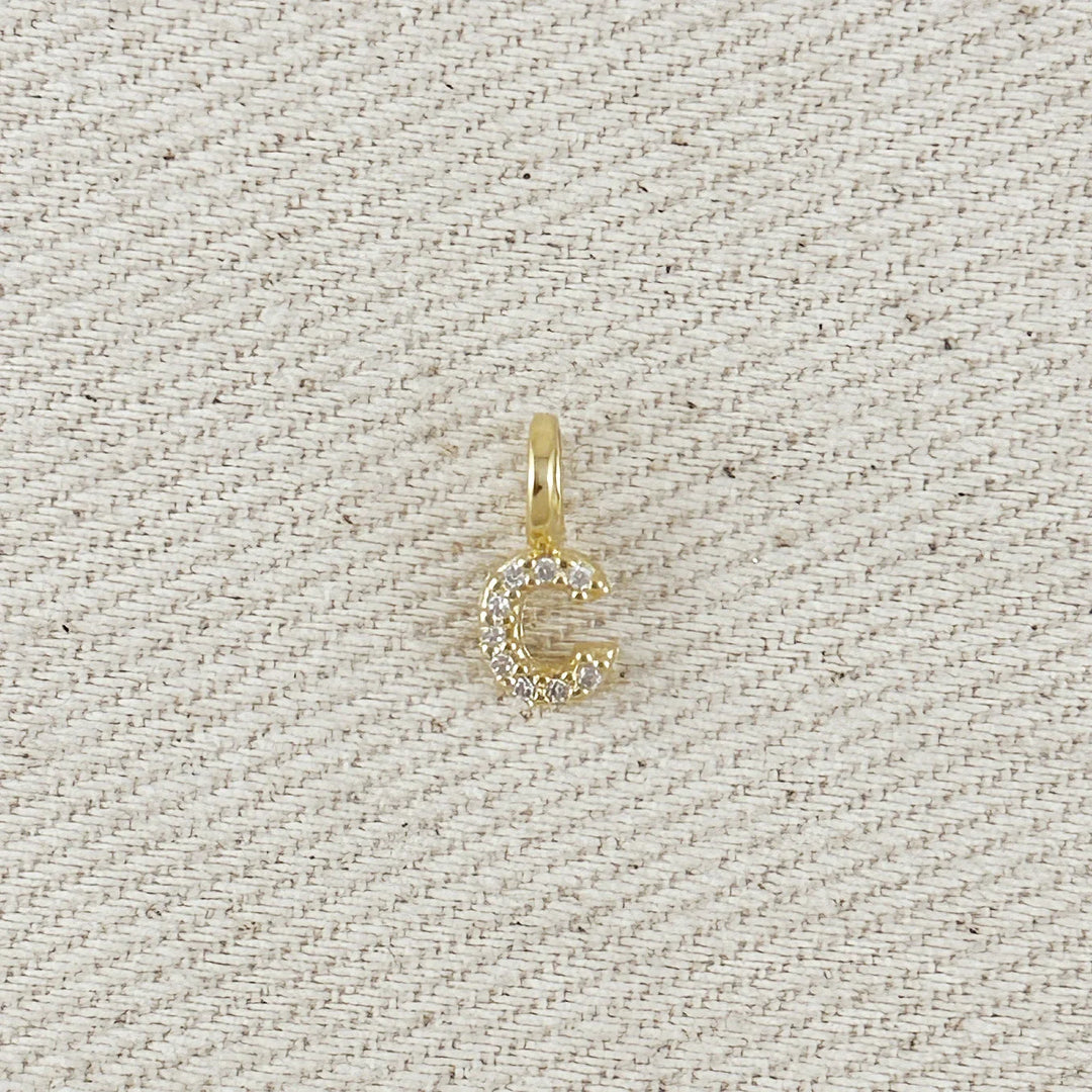 18k Gold filled Micro CZ Initial Letter Charm