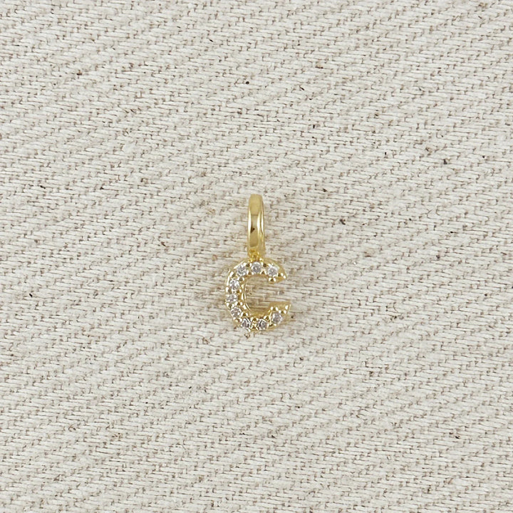 18k Gold filled Micro CZ Initial Letter Charm