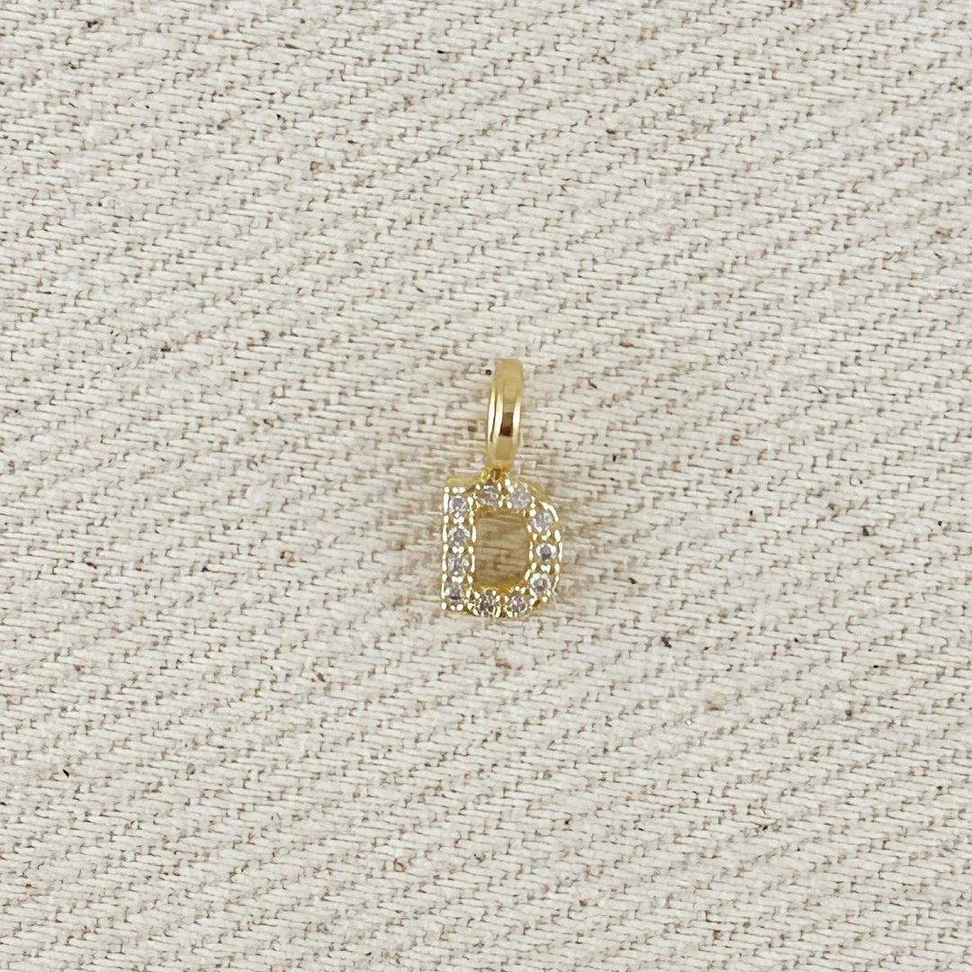 18k Gold filled Micro CZ Initial Letter Charm