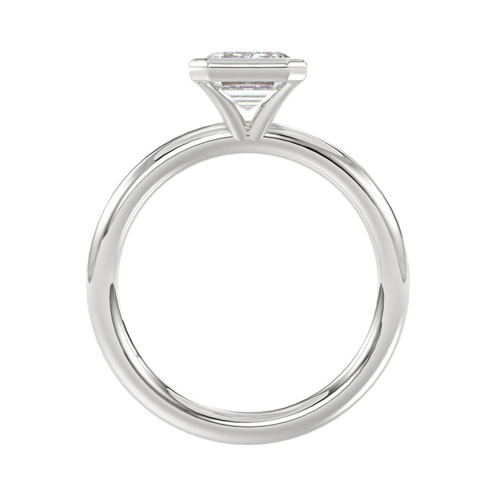 3.00 Carat Emerald Diamond Solitaire Ring | 14K White Gold | Bezel Set