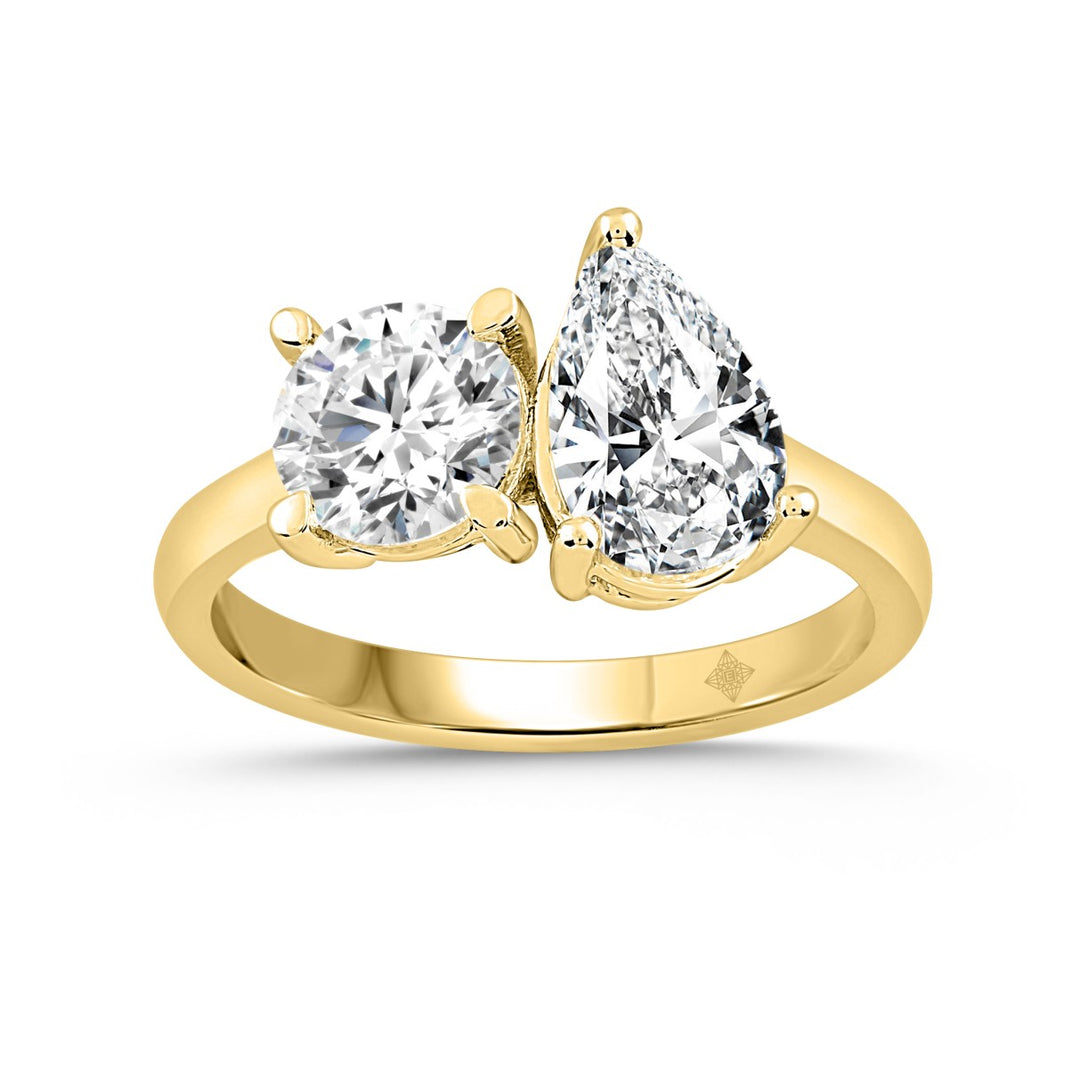 2 Carat Two Stone Lab-Grown Diamond Engagement Ring | 14K Yellow Gold | Toi Et Moi Style