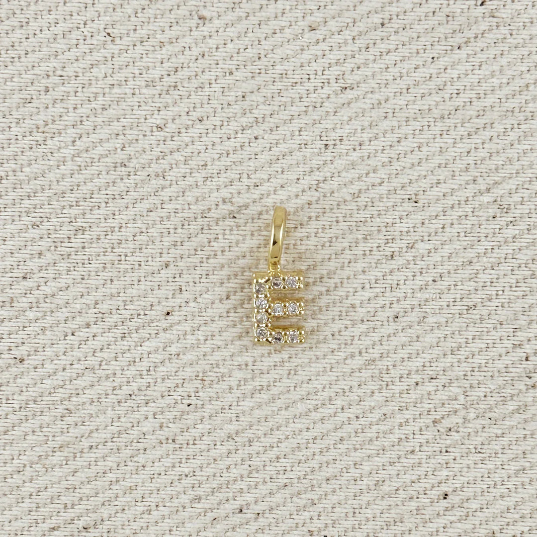 18k Gold filled Micro CZ Initial Letter Charm