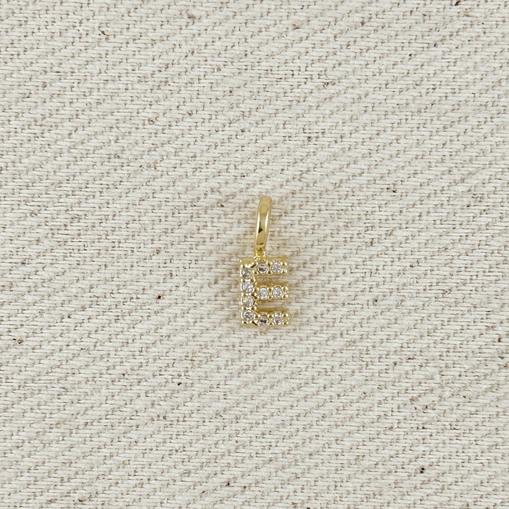18k Gold filled Micro CZ Initial Letter Charm