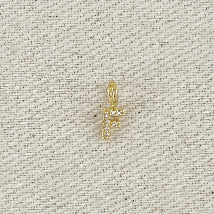 18k Gold filled Micro CZ Initial Letter Charm