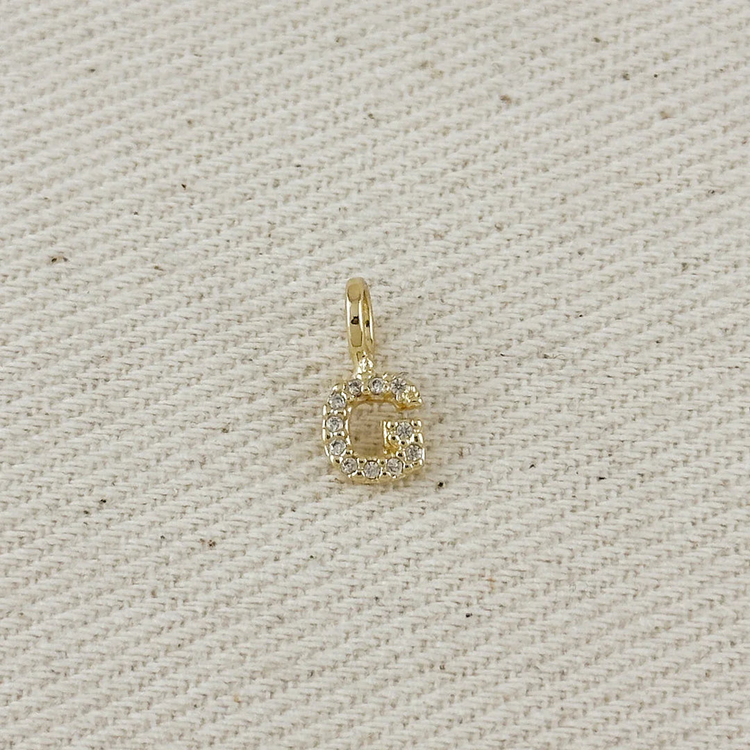 18k Gold filled Micro CZ Initial Letter Charm