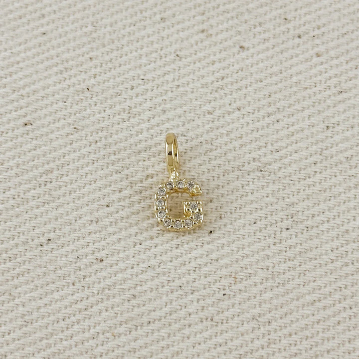 18k Gold filled Micro CZ Initial Letter Charm