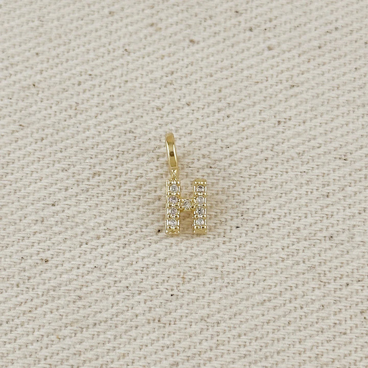 18k Gold filled Micro CZ Initial Letter Charm