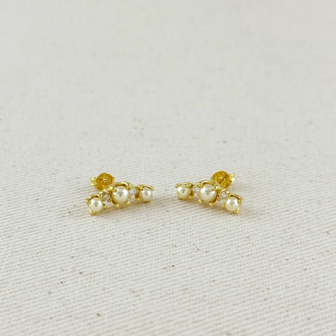 18k Gold Filled Pearl & Crystal Earrings