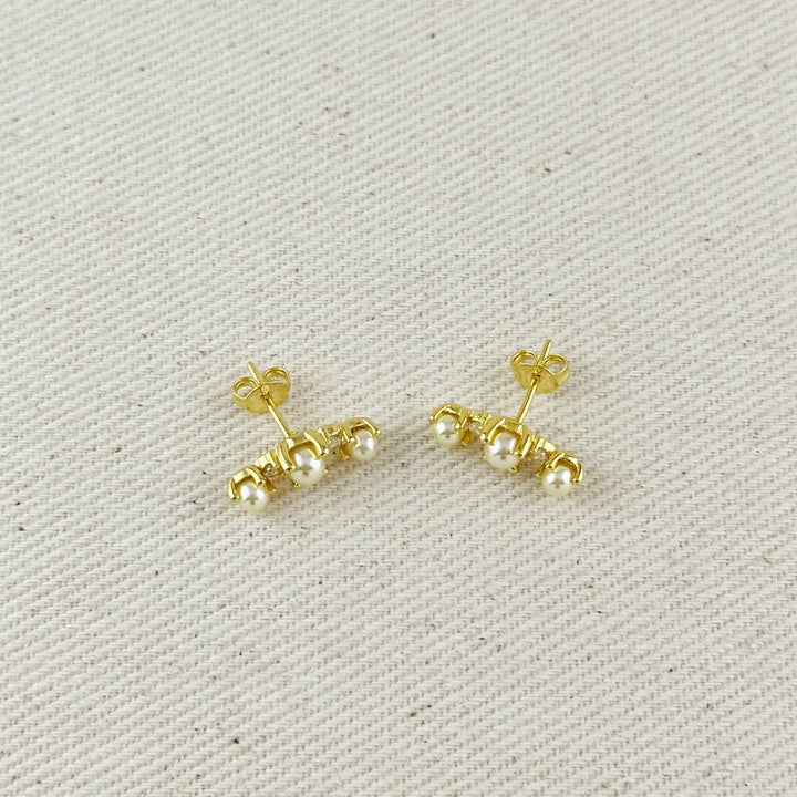 18k Gold Filled Pearl & Crystal Earrings