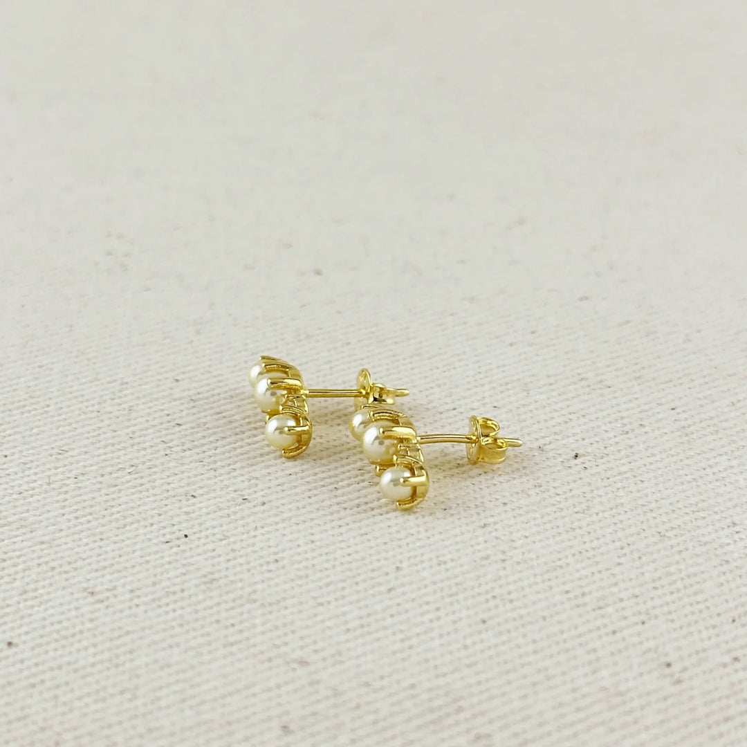 18k Gold Filled Pearl & Crystal Earrings