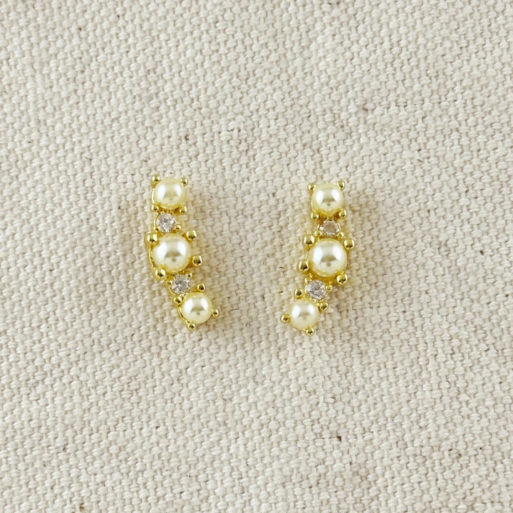 18k Gold Filled Pearl & Crystal Earrings
