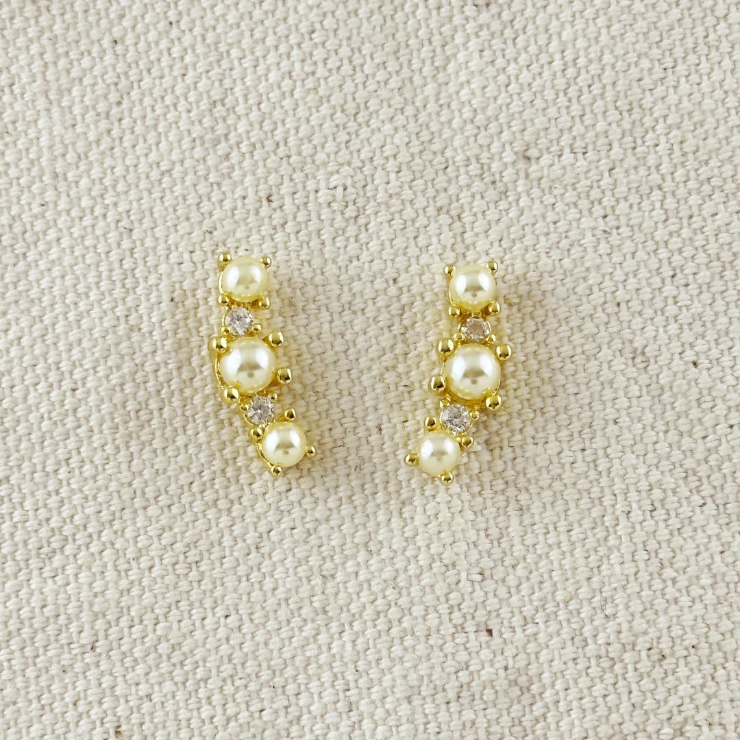 18k Gold Filled Pearl & Crystal Earrings