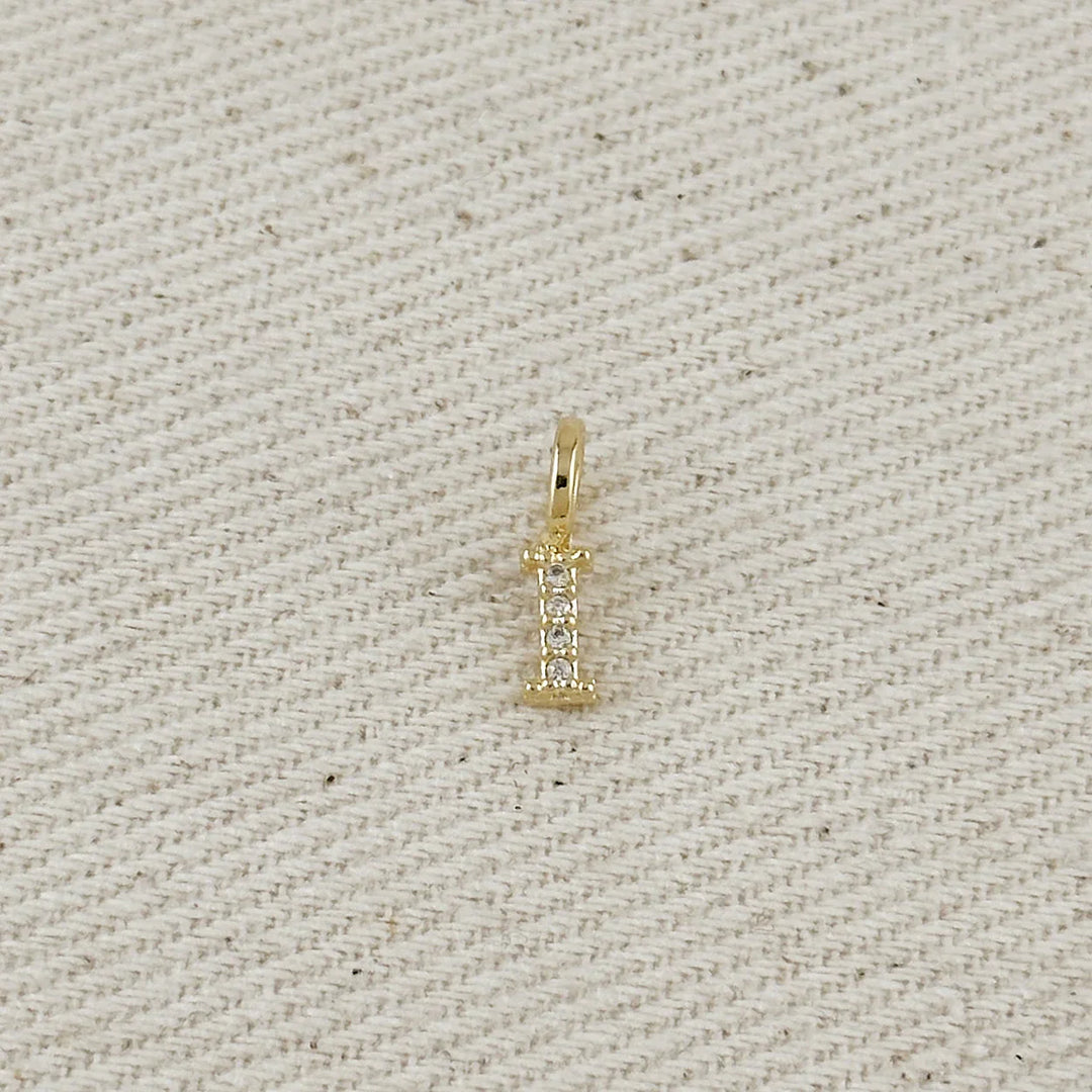 18k Gold filled Micro CZ Initial Letter Charm