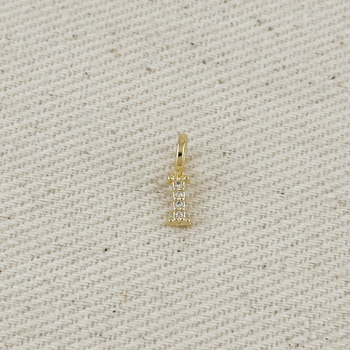 18k Gold filled Micro CZ Initial Letter Charm