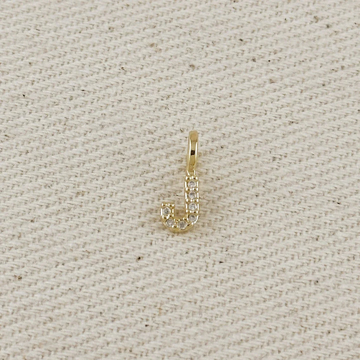 18k Gold filled Micro CZ Initial Letter Charm