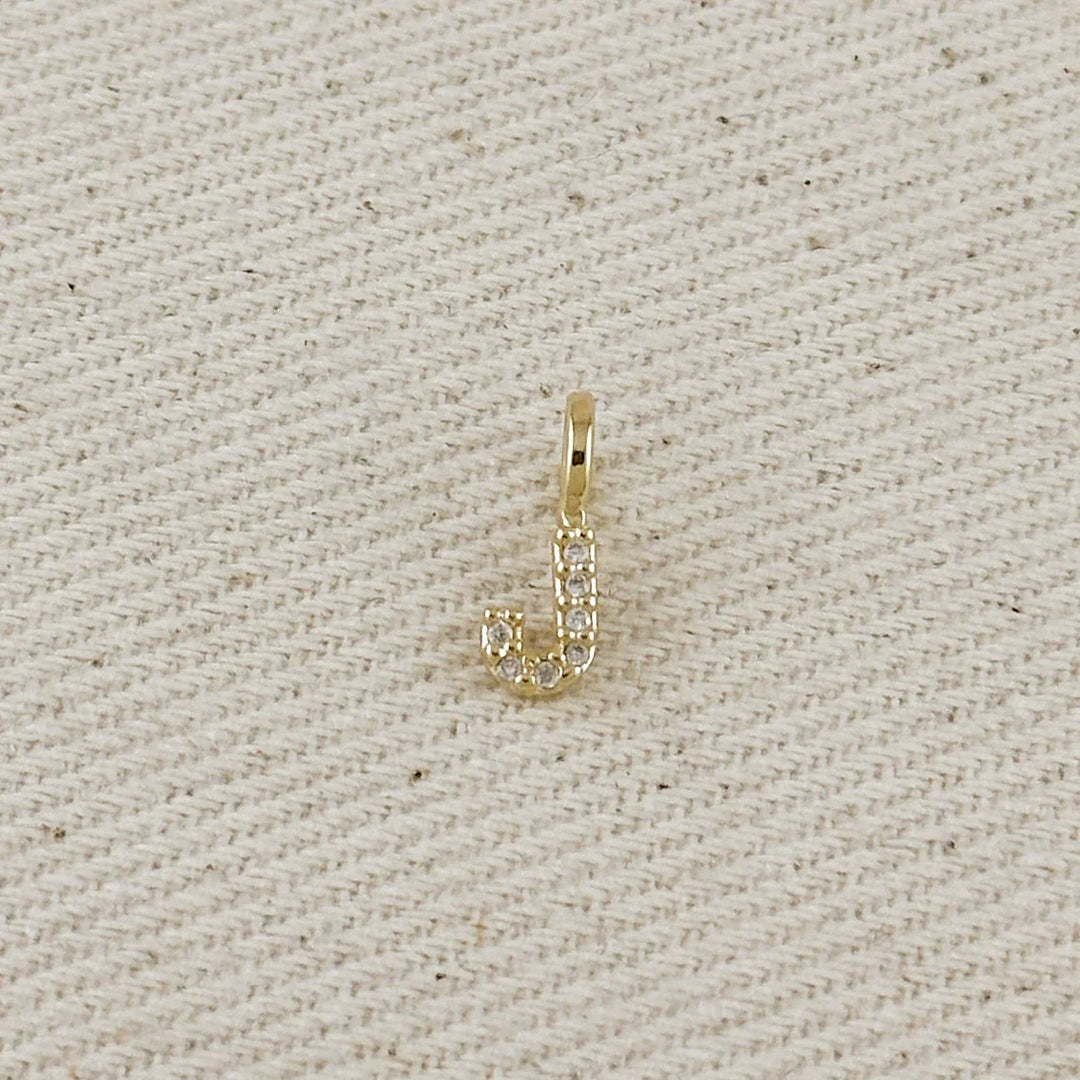 18k Gold filled Micro CZ Initial Letter Charm