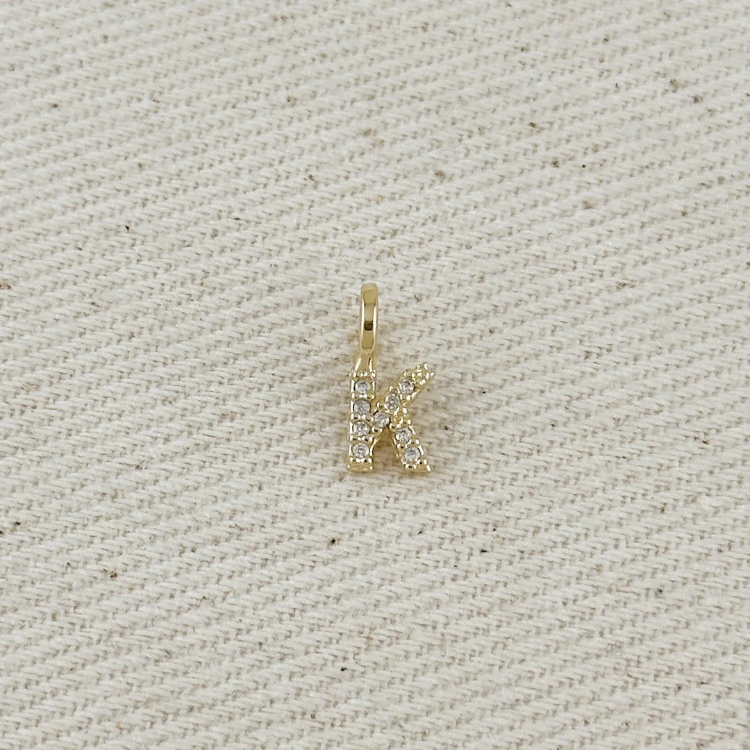 18k Gold filled Micro CZ Initial Letter Charm