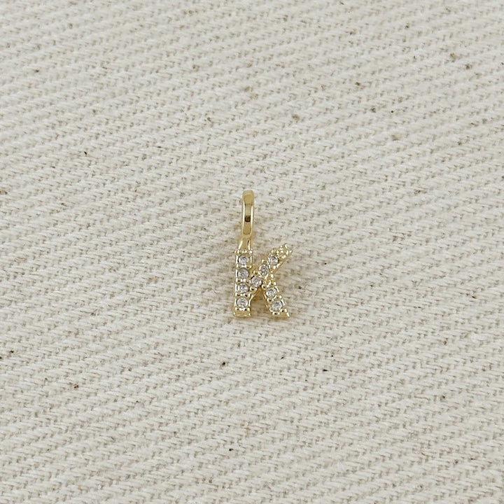 18k Gold filled Micro CZ Initial Letter Charm