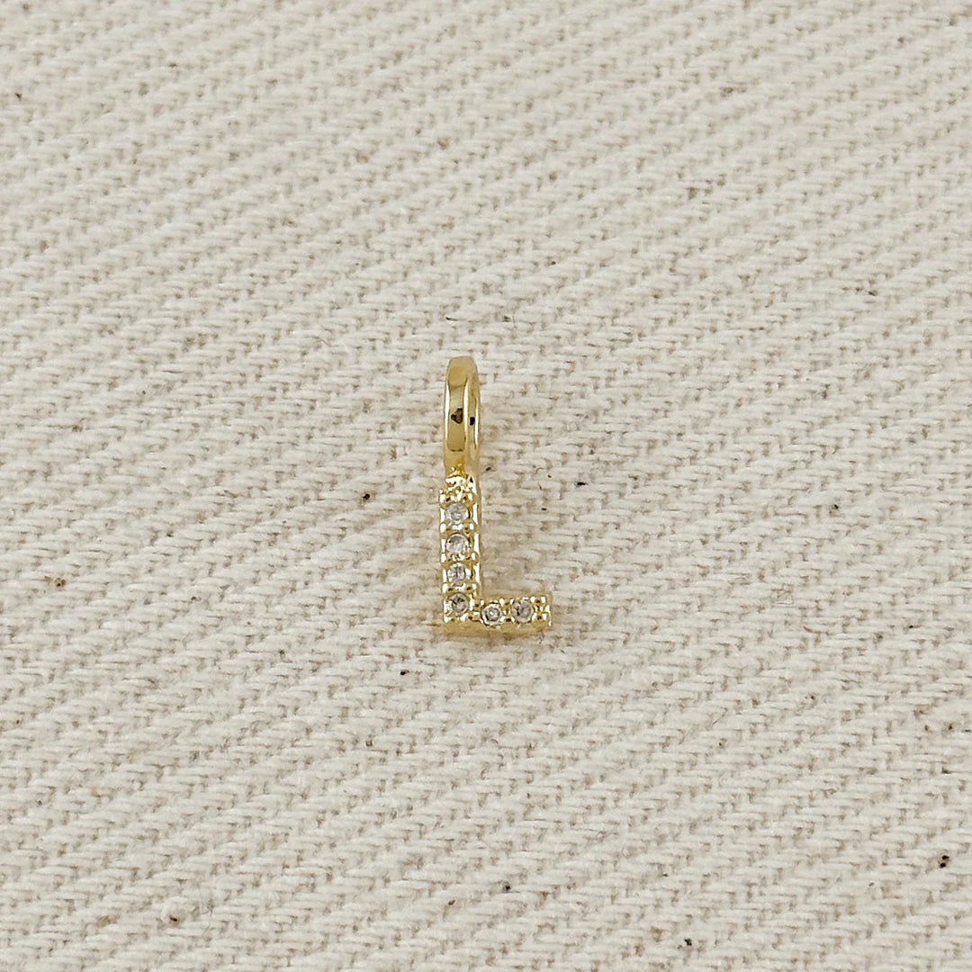 18k Gold filled Micro CZ Initial Letter Charm