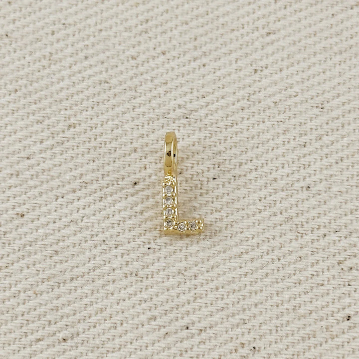 18k Gold filled Micro CZ Initial Letter Charm