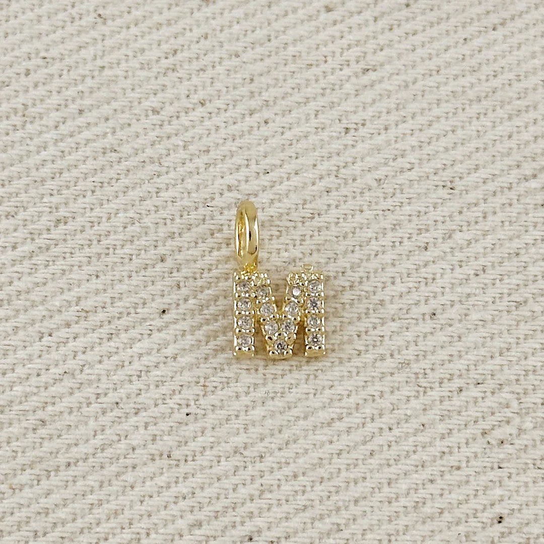 18k Gold filled Micro CZ Initial Letter Charm