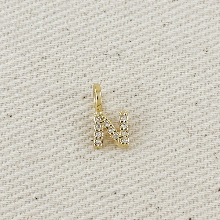 18k Gold filled Micro CZ Initial Letter Charm