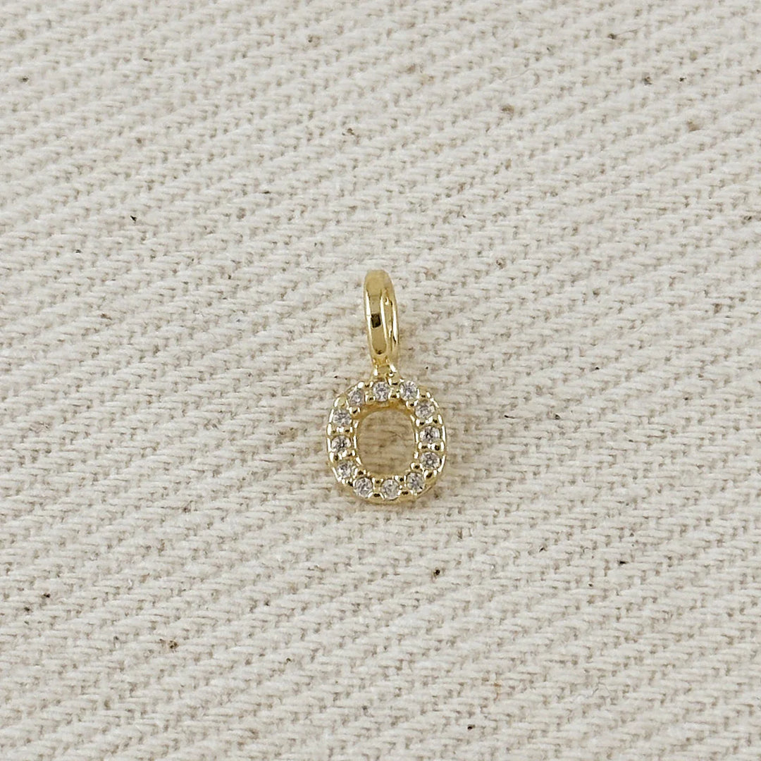 18k Gold filled Micro CZ Initial Letter Charm