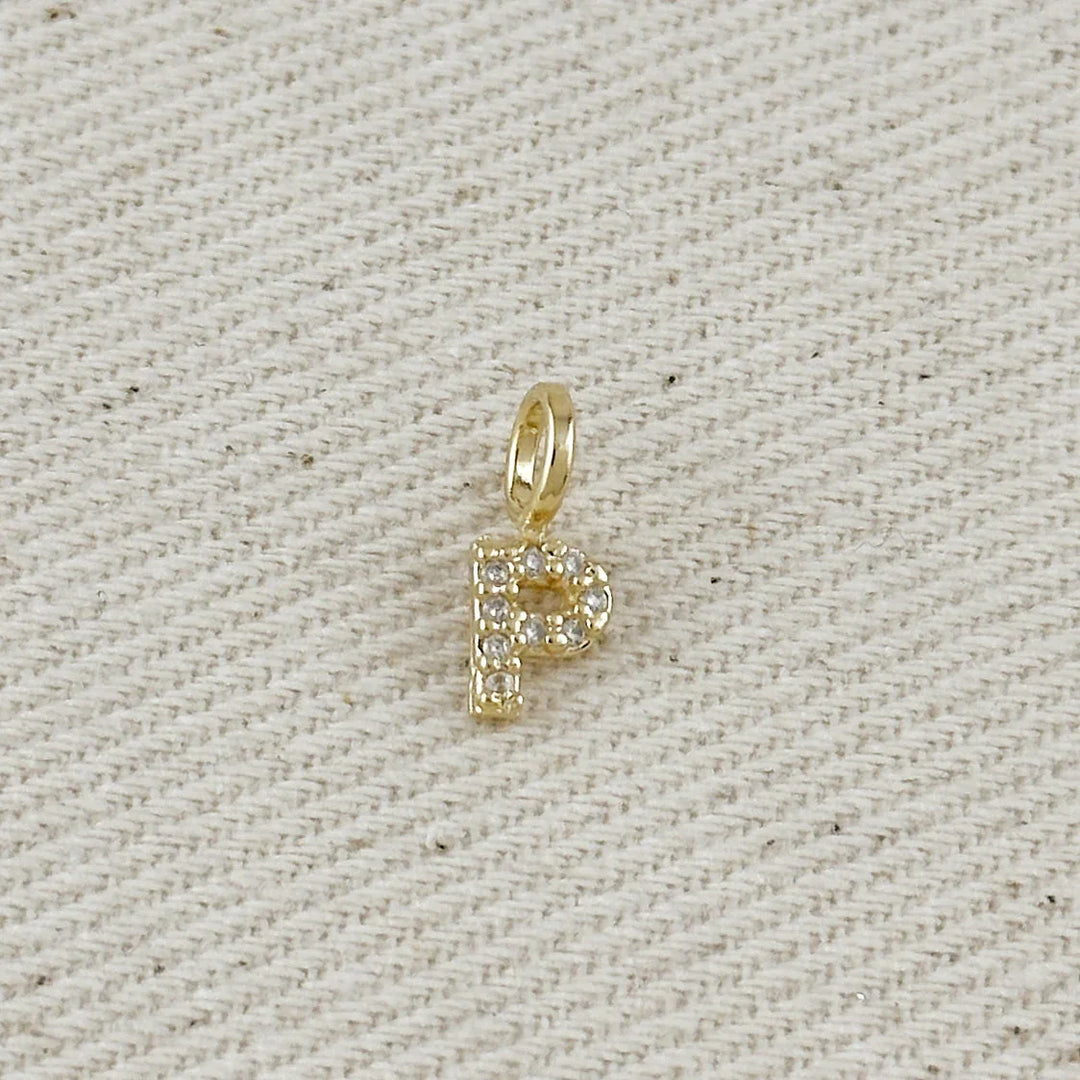 18k Gold filled Micro CZ Initial Letter Charm