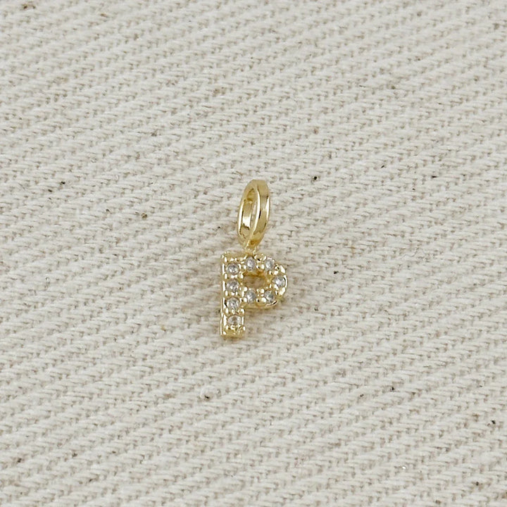 18k Gold filled Micro CZ Initial Letter Charm