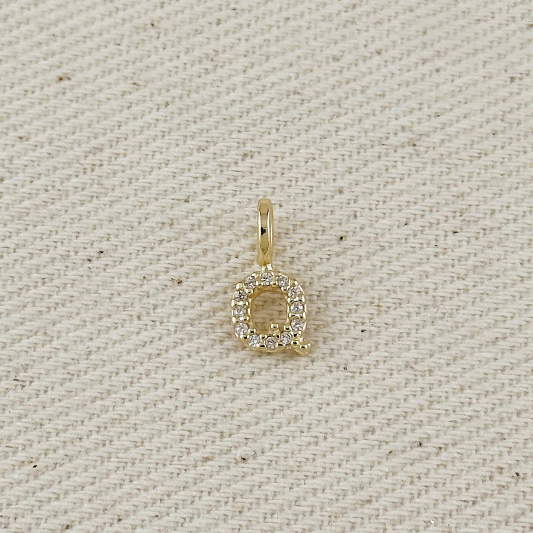 18k Gold filled Micro CZ Initial Letter Charm