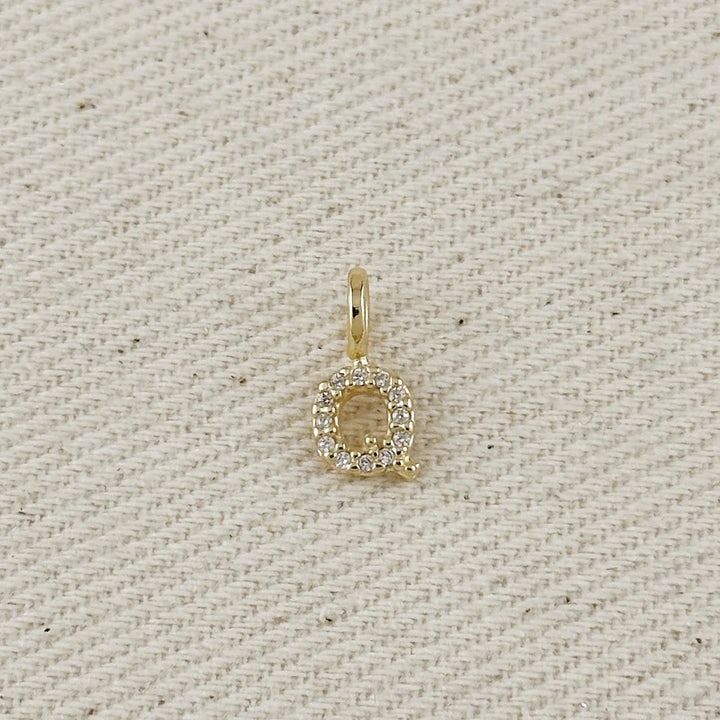 18k Gold filled Micro CZ Initial Letter Charm