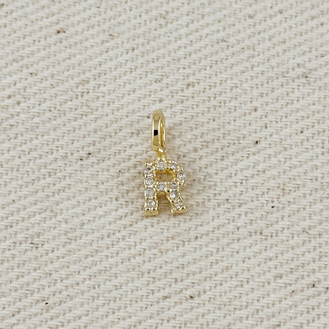 18k Gold filled Micro CZ Initial Letter Charm