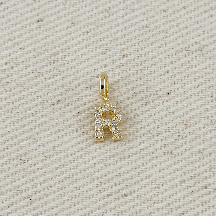 18k Gold filled Micro CZ Initial Letter Charm
