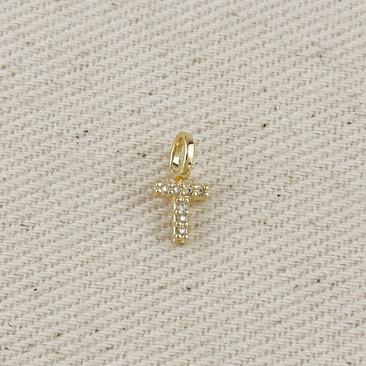 18k Gold filled Micro CZ Initial Letter Charm