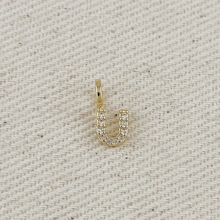 18k Gold filled Micro CZ Initial Letter Charm