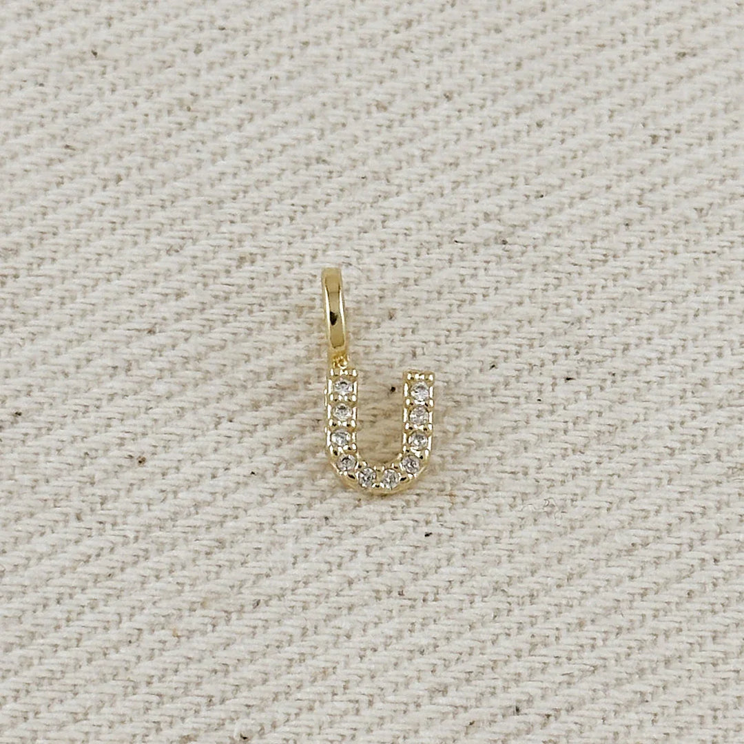 18k Gold filled Micro CZ Initial Letter Charm