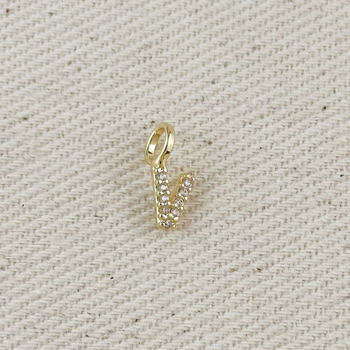 18k Gold filled Micro CZ Initial Letter Charm