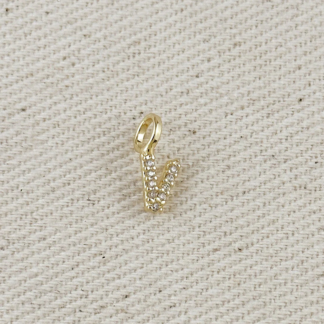18k Gold filled Micro CZ Initial Letter Charm