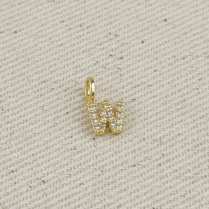 18k Gold filled Micro CZ Initial Letter Charm