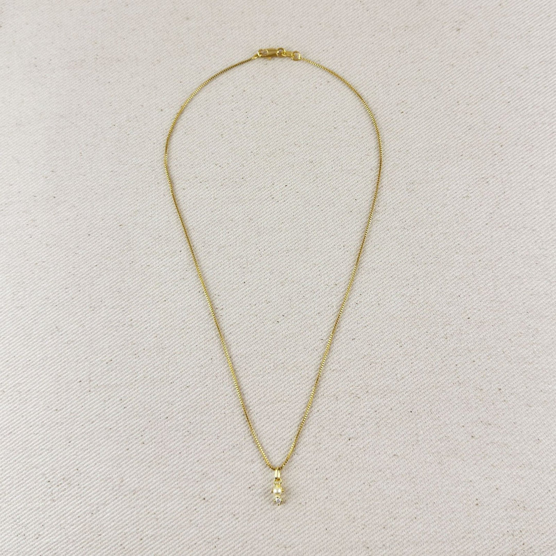 18k Gold Filled Pearl & Crystal Charm Necklace