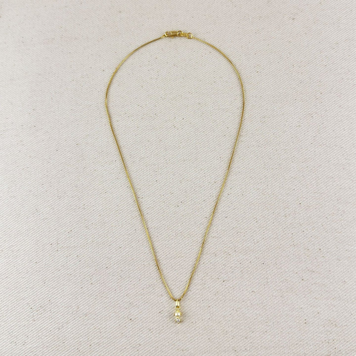 18k Gold Filled Pearl & Crystal Charm Necklace