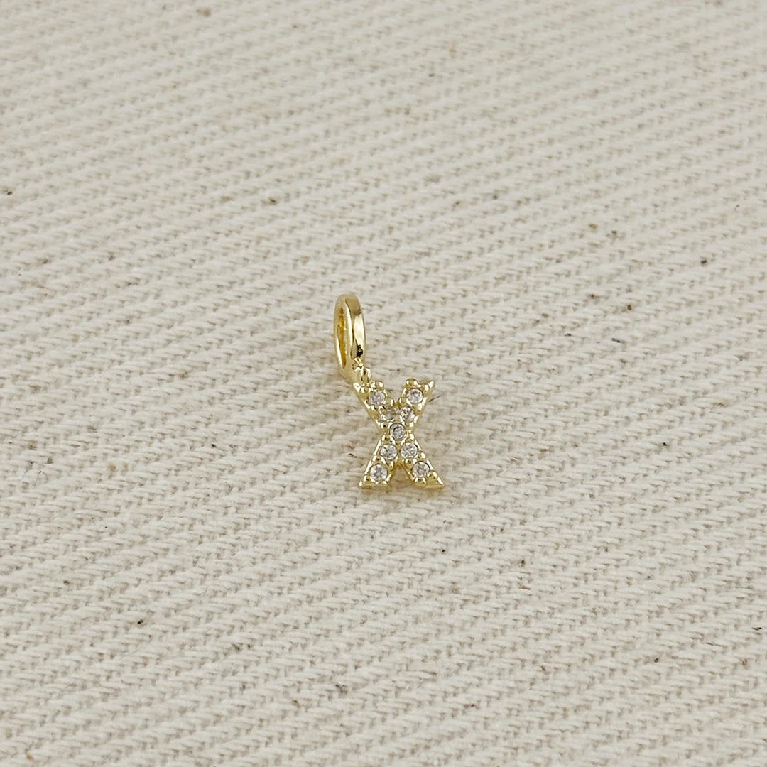 18k Gold filled Micro CZ Initial Letter Charm