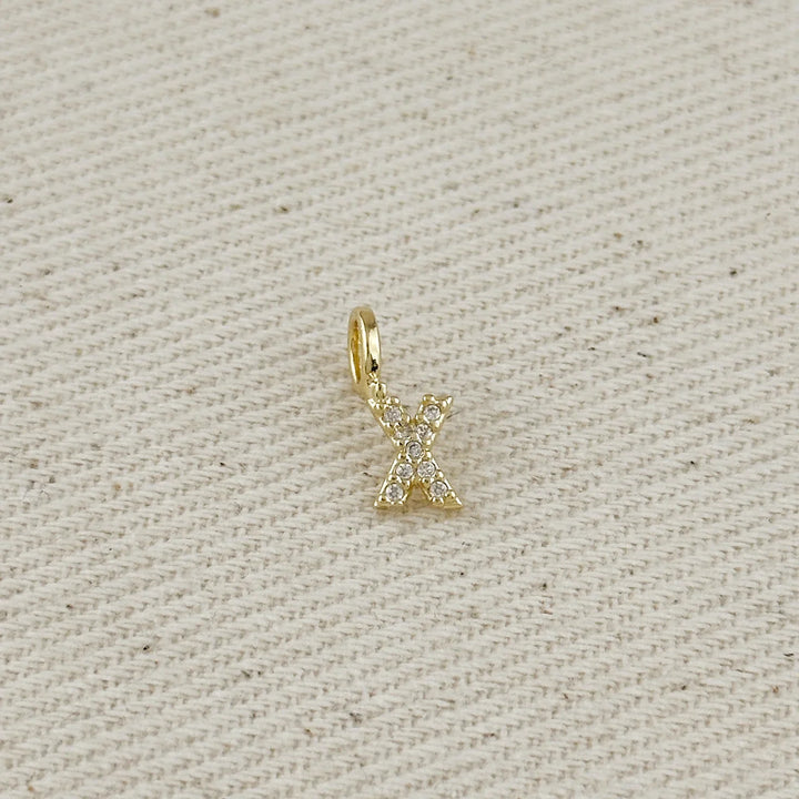 18k Gold filled Micro CZ Initial Letter Charm