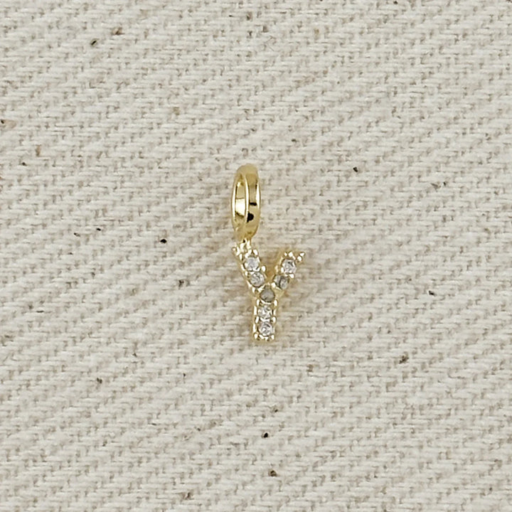 18k Gold filled Micro CZ Initial Letter Charm