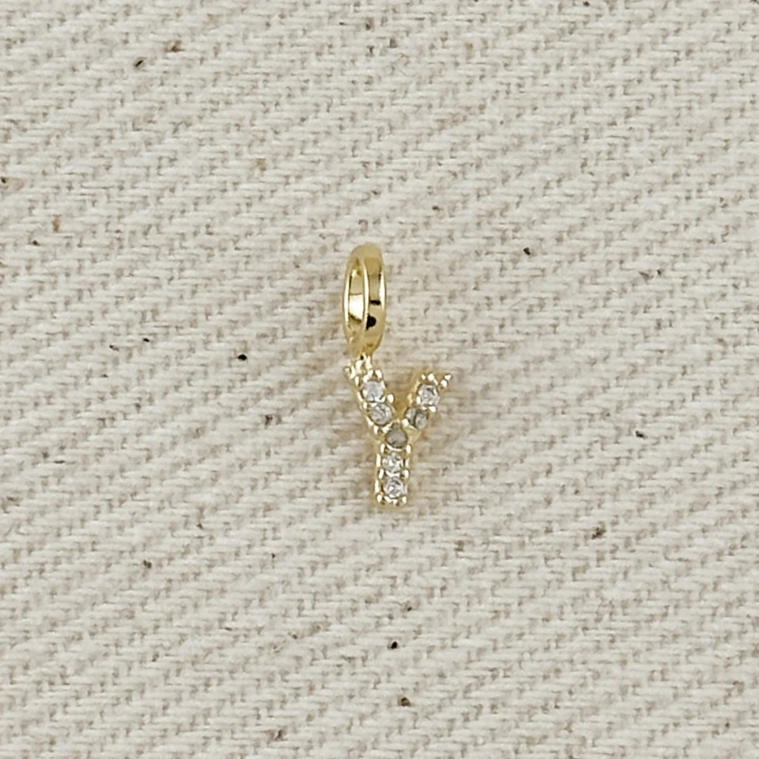 18k Gold filled Micro CZ Initial Letter Charm