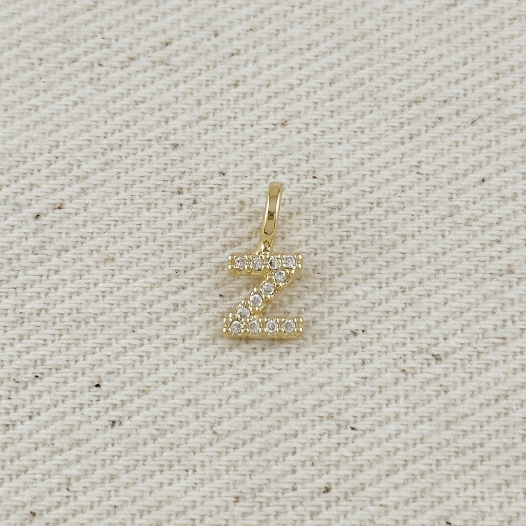 18k Gold filled Micro CZ Initial Letter Charm