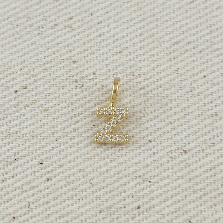 18k Gold filled Micro CZ Initial Letter Charm