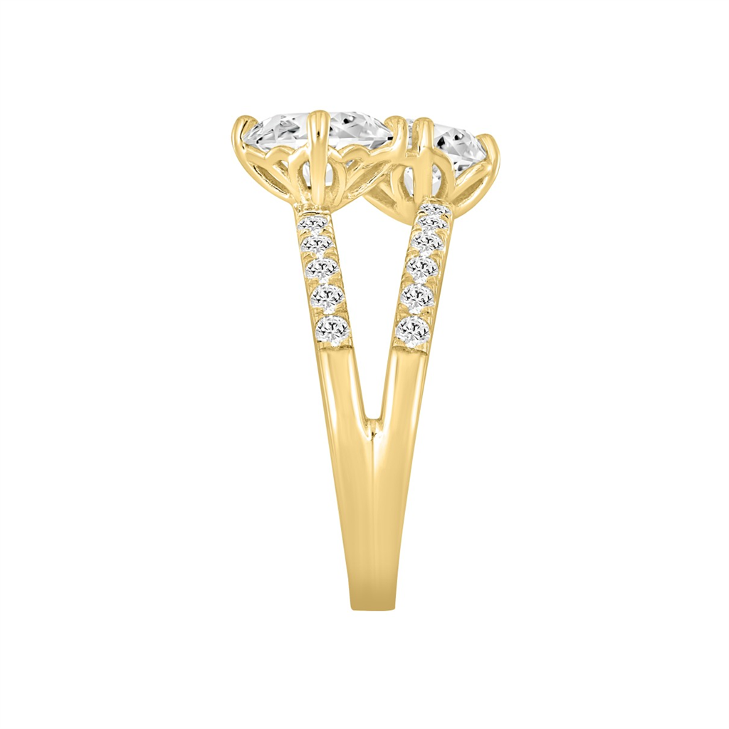 2.50 Carat Round and Princess Diamond Engagement Ring | 14K Yellow Gold | Toi et Moi Style