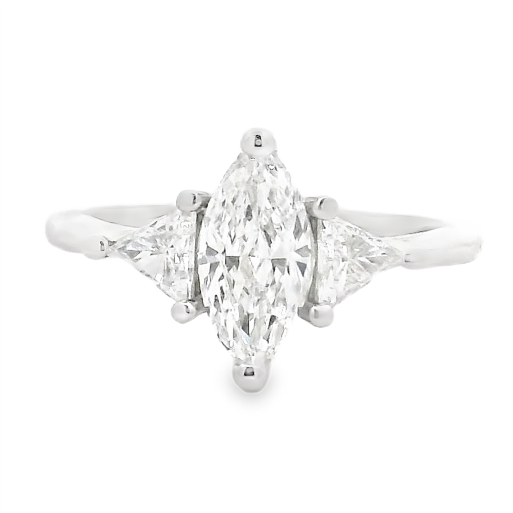 1 Carat Marquise Diamond Engagement Ring | 14K White Gold | Trinity