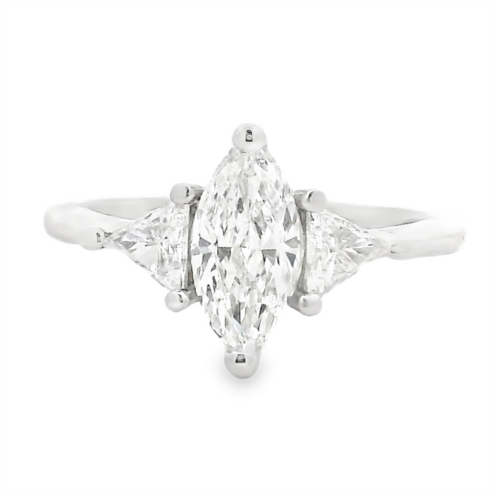 1 Carat Marquise Diamond Engagement Ring | 14K White Gold | Trinity